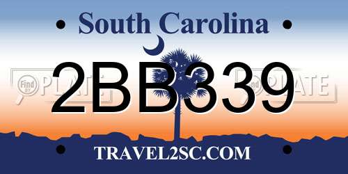 2BB339 South Carolina License Plate