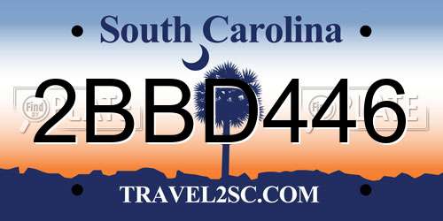 2BBD446 South Carolina License Plate