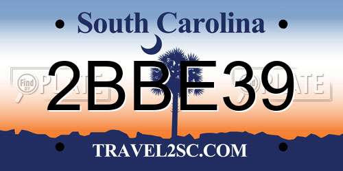 2BBE39 South Carolina License Plate