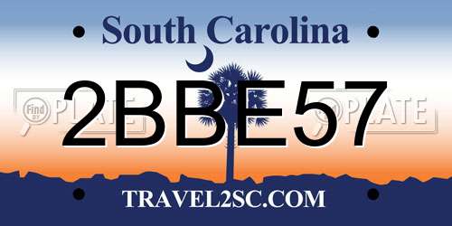 2BBE57 South Carolina License Plate