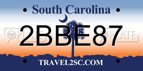 2BBE87 South Carolina License Plate