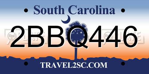 2BBQ446 South Carolina License Plate