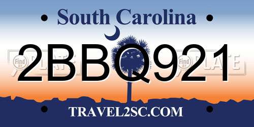 2BBQ921 South Carolina License Plate