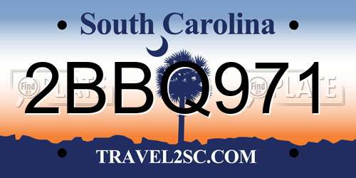 2BBQ971 South Carolina License Plate