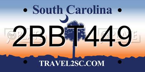 2BBT449 South Carolina License Plate