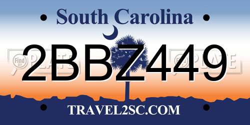 2BBZ449 South Carolina License Plate