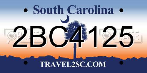 2BC4125 South Carolina License Plate