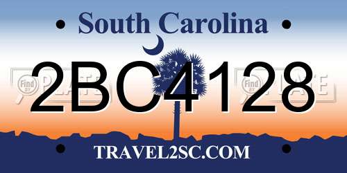 2BC4128 South Carolina License Plate