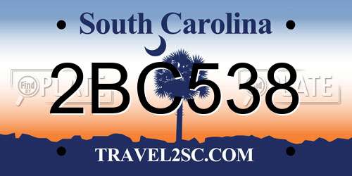 2BC538 South Carolina License Plate