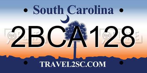 2BCA128 South Carolina License Plate