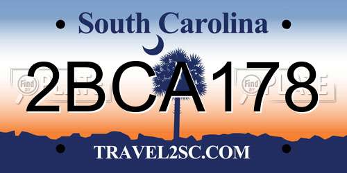 2BCA178 South Carolina License Plate