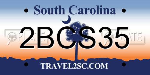 2BCS35 South Carolina License Plate