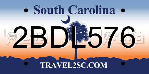 2BDL576 South Carolina License Plate