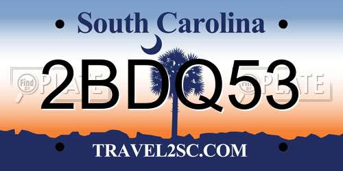 2BDQ53 South Carolina License Plate