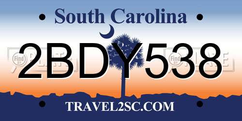 2BDY538 South Carolina License Plate