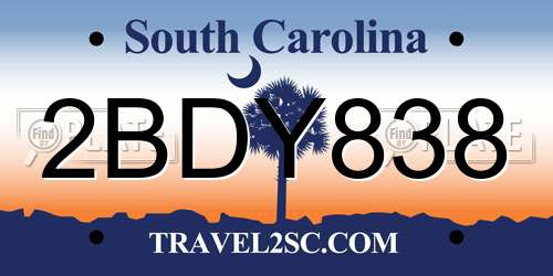 2BDY838 South Carolina License Plate