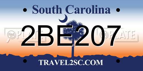 2BE207 South Carolina License Plate