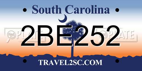 2BE252 South Carolina License Plate