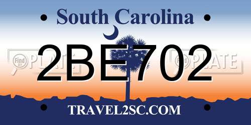 2BE702 South Carolina License Plate