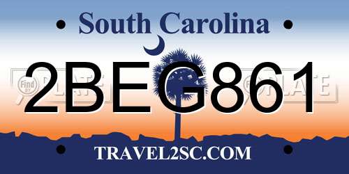 2BEG861 South Carolina License Plate