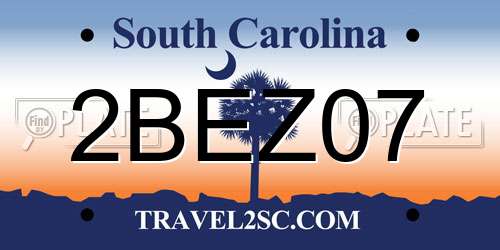 2BEZ07 South Carolina License Plate