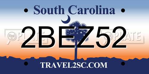 2BEZ52 South Carolina License Plate