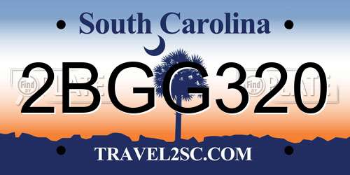 2BGG320 South Carolina License Plate