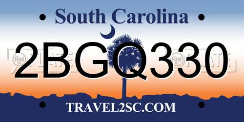 2BGQ330 South Carolina License Plate