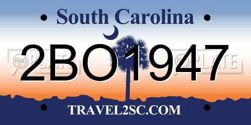 2BO1947 South Carolina License Plate