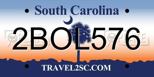 2BOL576 South Carolina License Plate