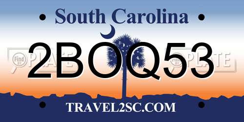 2BOQ53 South Carolina License Plate