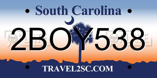 2BOY538 South Carolina License Plate