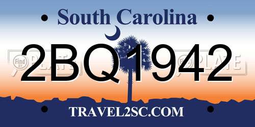 2BQ1942 South Carolina License Plate