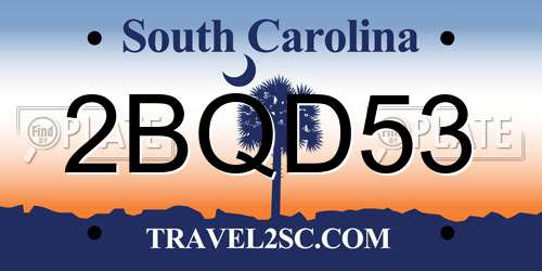 2BQD53 South Carolina License Plate