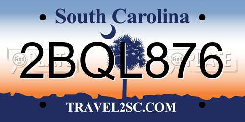 2BQL876 South Carolina License Plate