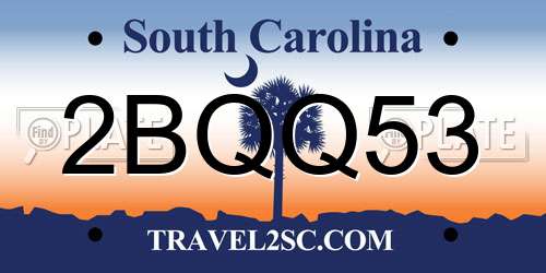 2BQQ53 South Carolina License Plate