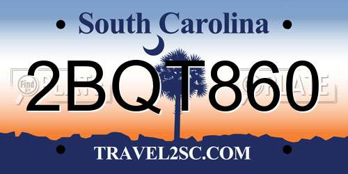2BQT860 South Carolina License Plate