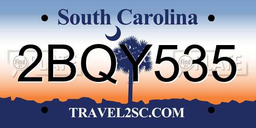 2BQY535 South Carolina License Plate