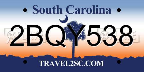 2BQY538 South Carolina License Plate