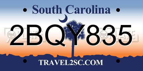 2BQY835 South Carolina License Plate