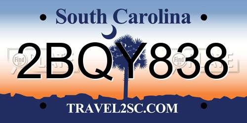 2BQY838 South Carolina License Plate
