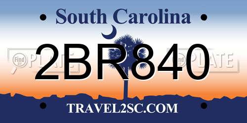 2BR840 South Carolina License Plate