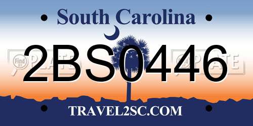 2BS0446 South Carolina License Plate