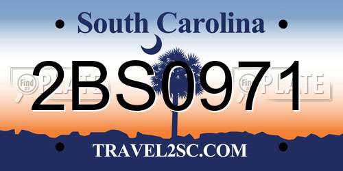 2BS0971 South Carolina License Plate