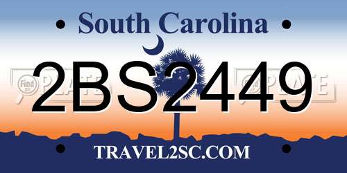 2BS2449 South Carolina License Plate