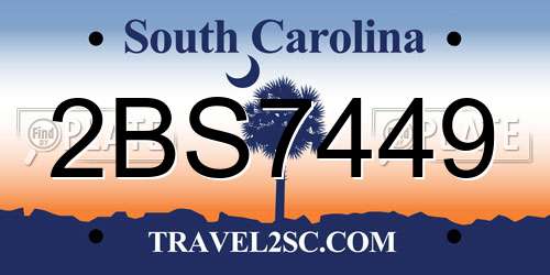 2BS7449 South Carolina License Plate