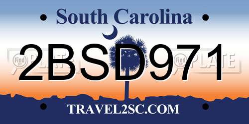 2BSD971 South Carolina License Plate
