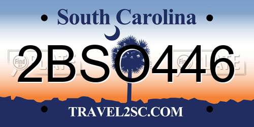 2BSO446 South Carolina License Plate