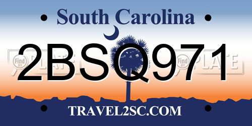 2BSQ971 South Carolina License Plate