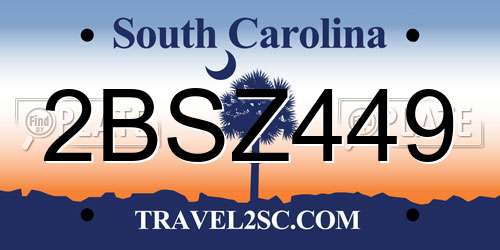 2BSZ449 South Carolina License Plate